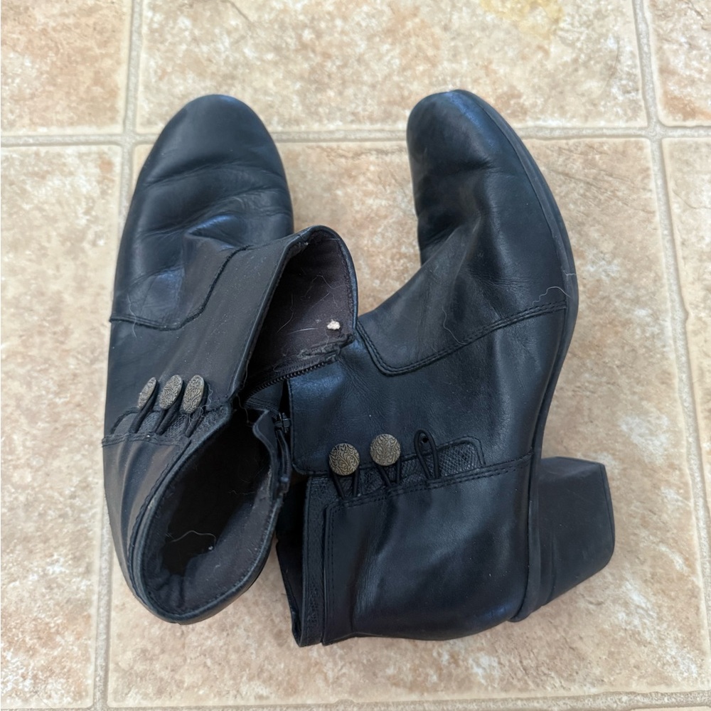 Black Ankle Boots with Button Detail